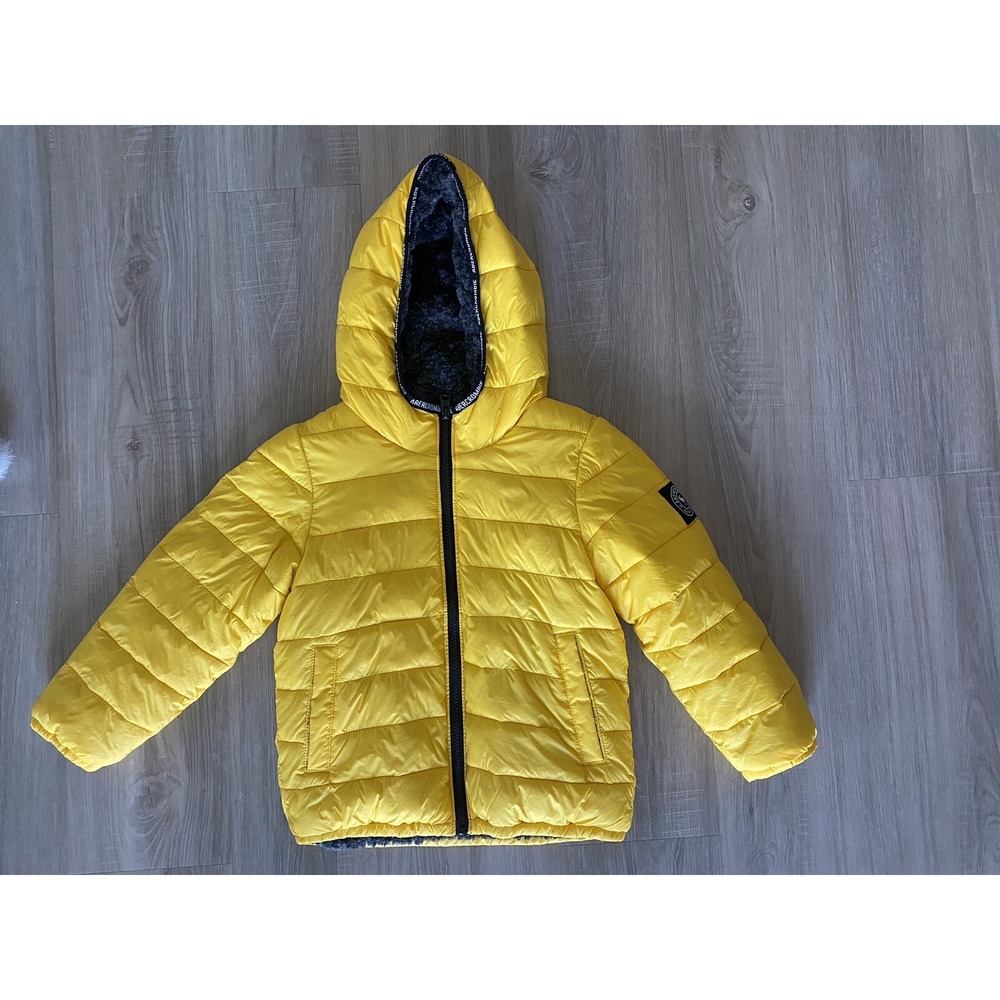 Abercrombie & Fitch Kids Girls Yellow Puffer Jacket. Faux fur lining - Size 5/6